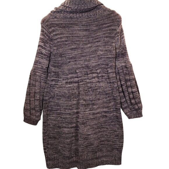 Neiman Marcus Long Gray Knit Cardigan With Shawl Collar & Pleated Sleeves 100% C - Picture 2 of 10